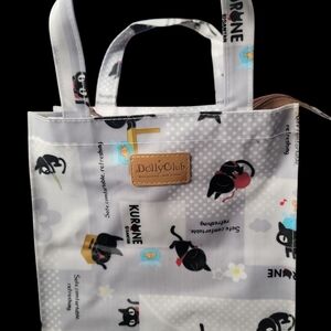 Black and White Cat Print Lunch Tote Bag